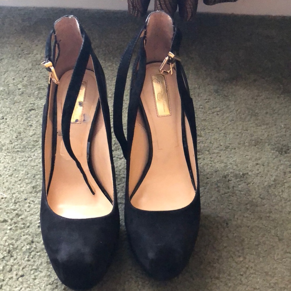 Black Ankle Strap Stiletto Heels